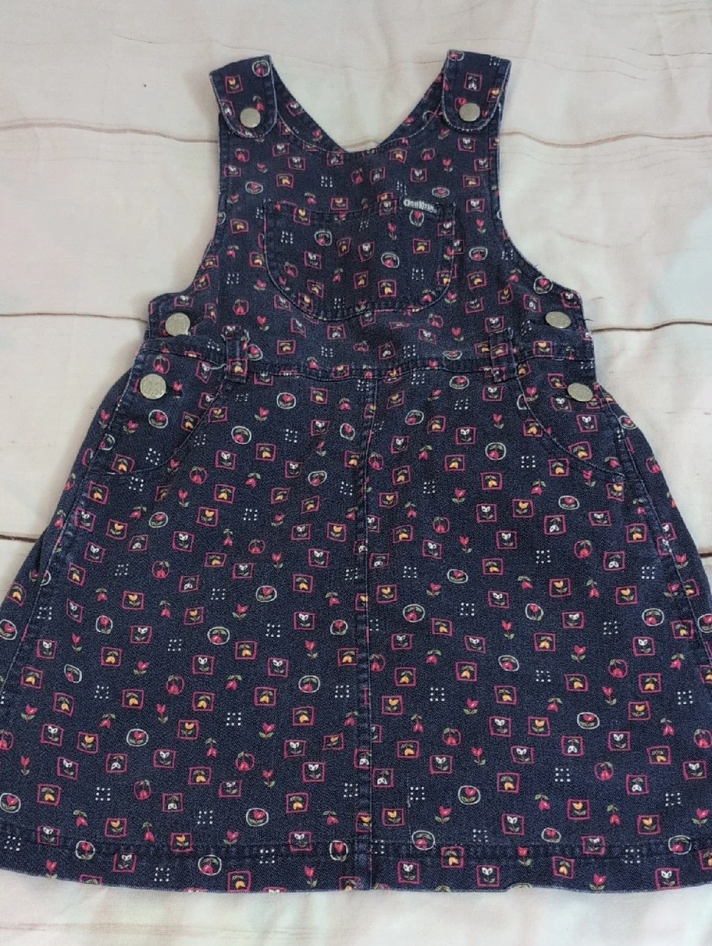 OshKosh Vintage Tulip Jumper Overall Style Dress Girls size 6 Rare Bigger Size